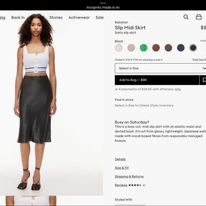 Aritzia Babaton slip skirt 8 NWOT never worn